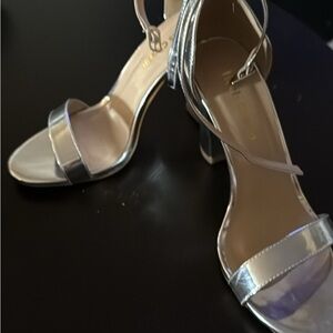 Silver Strappy Heels